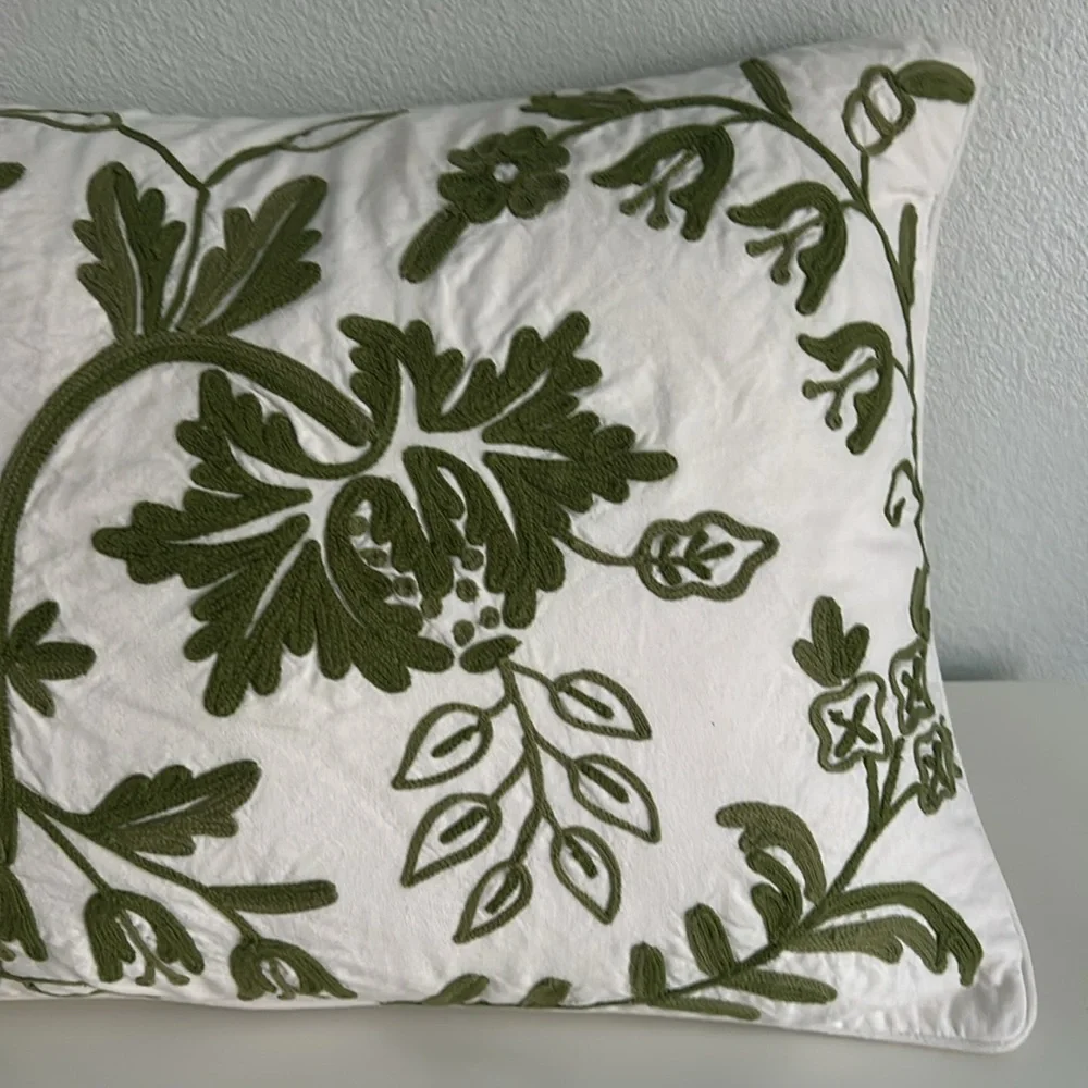 Pottery Barn Embroidered Pillow Cover + Restoration Hardware Pillow